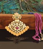 Designer gold plated temple beads necklace