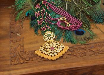 Designer gold plated temple beads necklace 2