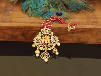 Designer gold plated ram parivar beads necklace 1