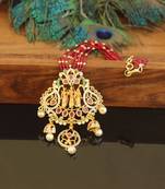 Designer gold plated ram parivar beads necklace