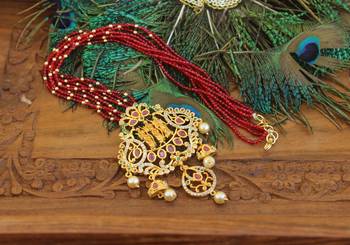 Designer gold plated ram parivar beads necklace 2