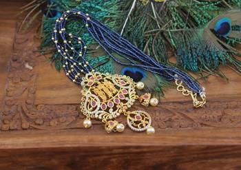 Designer gold plated ram parivar beads necklace 2