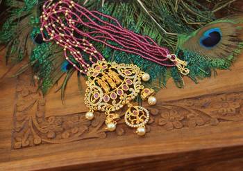 Designer gold plated ram parivar beads necklace 1
