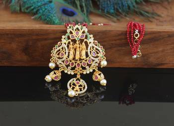 Designer gold plated ram parivar beads necklace 1