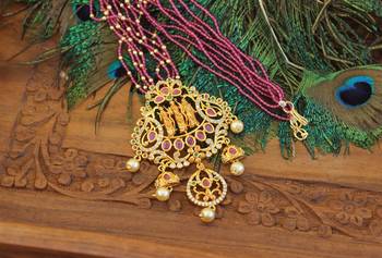Designer gold plated ram parivar beads necklace 2