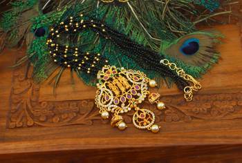 Designer gold plated ram parivar beads necklace 2