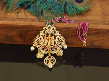 Designer gold plated ram parivar beads necklace 1