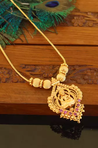 Designer gold plated temple necklace
