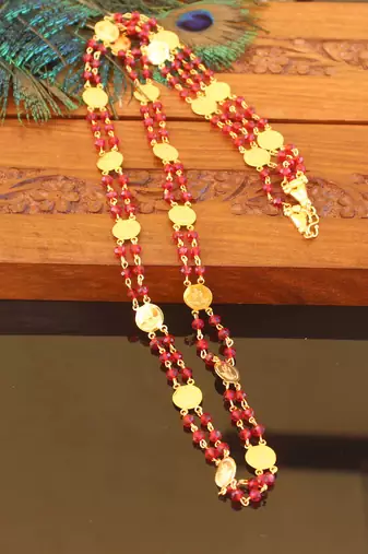 Designer gold plated temple beads necklace