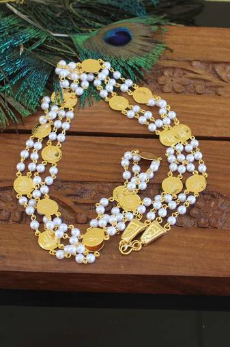 Designer gold plated temple beads necklace