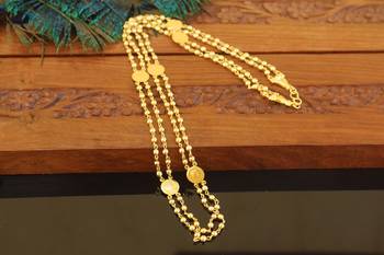 Designer gold plated head coin ball necklace 2