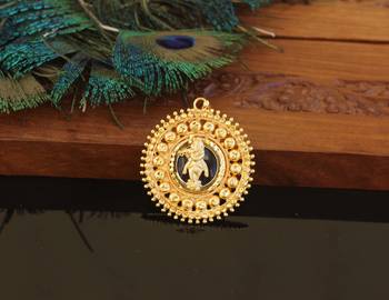 Kerala style gold plated palakka krishna pendant 1