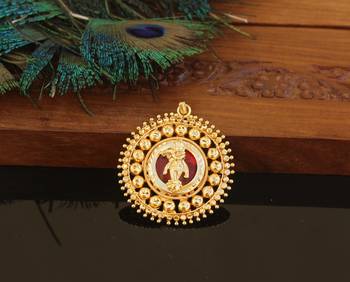 Kerala style gold plated palakka krishna pendant 1