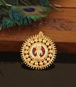 Kerala style gold plated palakka krishna pendant