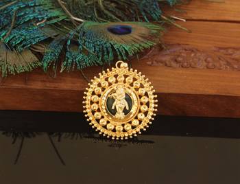 Kerala style gold plated palakka krishna pendant 1