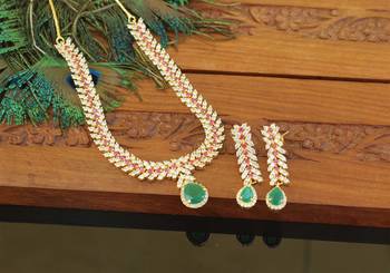 Designer gold plated cz necklace set 1