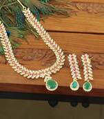 Designer gold plated cz necklace set