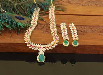 Designer gold plated cz necklace set 2