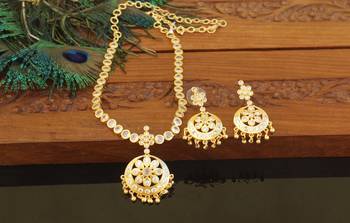 Designer gold plated cz necklace set 1