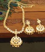 Designer gold plated cz necklace set