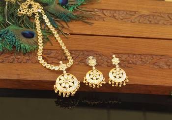 Designer gold plated cz necklace set 2