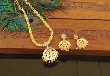Designer gold plated cz necklace set 3