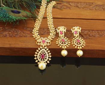 Designer gold plated cz necklace set 1