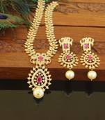 Designer gold plated cz necklace set