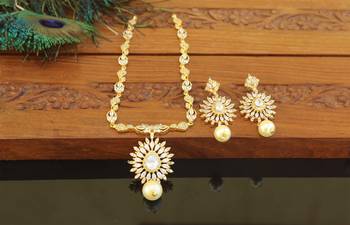 Designer gold plated cz necklace set 1