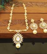 Designer gold plated cz necklace set