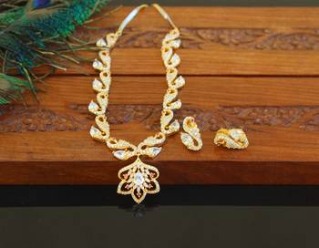 Designer gold plated cz necklace set 1