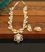 Designer gold plated cz necklace set