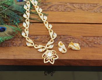 Designer gold plated cz necklace set 2