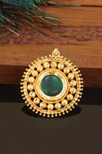 Kerala style gold plated palakka pendant