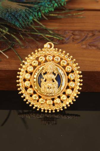Kerala style gold plated palakka lakshmi pendant