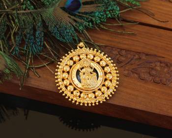 Kerala style gold plated palakka lakshmi pendant 2