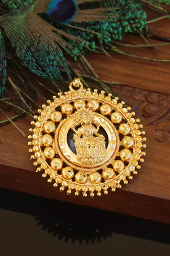 Kerala style gold plated palakka lakshmi pendant