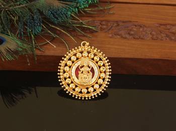 Kerala style gold plated palakka lakshmi pendant 1