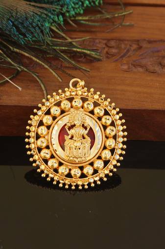 Kerala style gold plated palakka lakshmi pendant