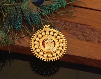 Kerala style gold plated palakka lakshmi pendant 2
