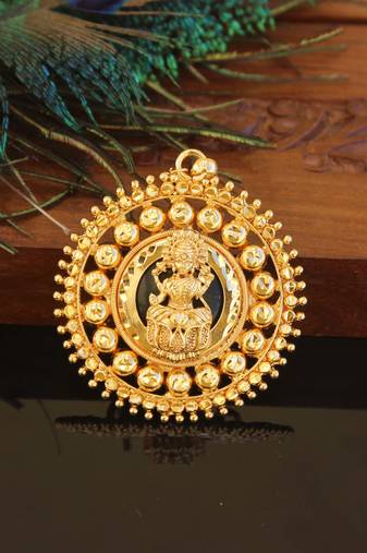 Kerala style gold plated palakka lakshmi pendant