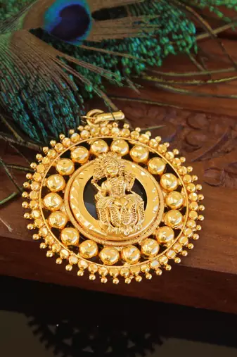Kerala style gold plated palakka lakshmi pendant