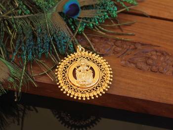 Kerala style gold plated palakka lakshmi pendant 2