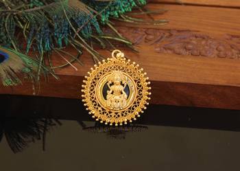 Kerala style gold plated palakka lakshmi pendant 1