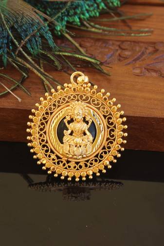 Kerala style gold plated palakka lakshmi pendant