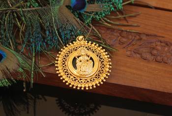 Kerala style gold plated palakka lakshmi pendant 2