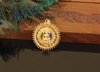 Kerala style gold plated palakka lakshmi pendant 1