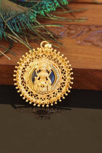 Kerala style gold plated palakka lakshmi pendant