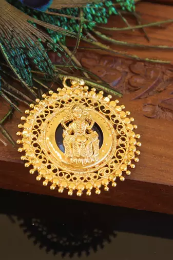 Kerala style gold plated palakka lakshmi pendant