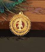 Kerala style gold plated palakka krishna pendant